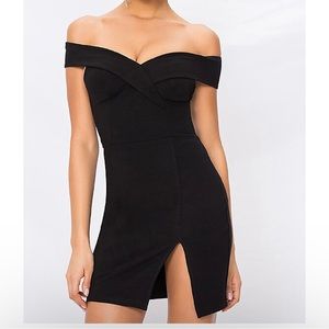 Black Off the Shoulder Mini Dress